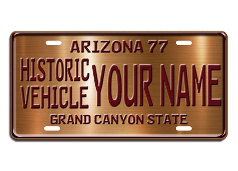 Historic Vehicle Copper Arizona Personalized License Plate ANY | Etsy