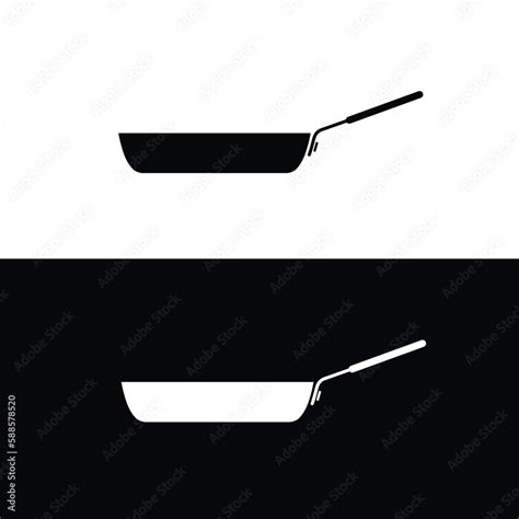 Frying pan silhouette flat vector. Silhouette utensil icon. Set of ...