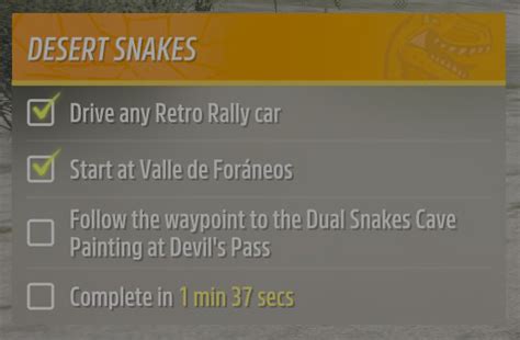 forza horizon 5 - How can I complete Desert Snakes? - Arqade