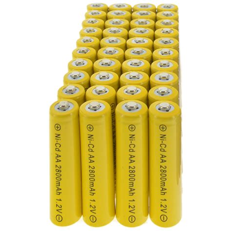 40pcs/Lot AA Nickel Cadmium Rechargeable battery NI Cd 2800mAh 1.2V ...