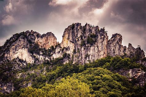 Seneca Rocks State Park West Virginia Moody Landscape Photograph by Aaron Geraud - Fine Art America