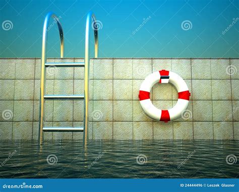 3d Swimming Pool and Life Ring Stock Illustration - Illustration of rescue, concept: 24444496