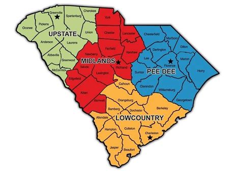 south carolina county map pee dee lowcountry upstate midlands | South carolina travel, South ...