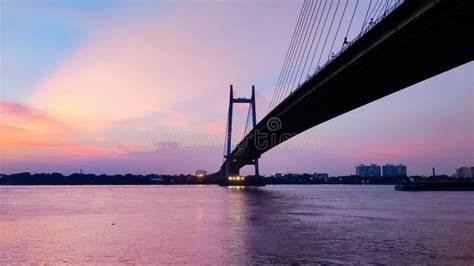 Sunset View of Vidyasagar Setu in Kolkata Stock Photo - Image of ...