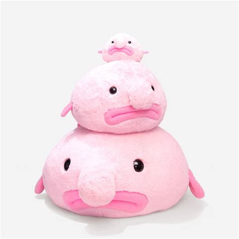 Super Punch: Plush Blobby the Blobfish available in mini, large, and colossal sizes