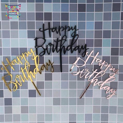 Happy Birthday Cake Topper Acrylic Letter Cupcake Toppers Party ...