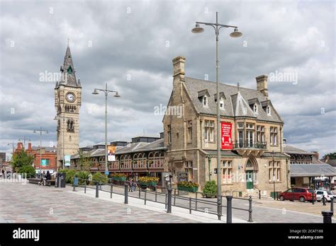 Darlington Market Hall and Clocktower, High Row, Darlington, County Durham, England, United ...