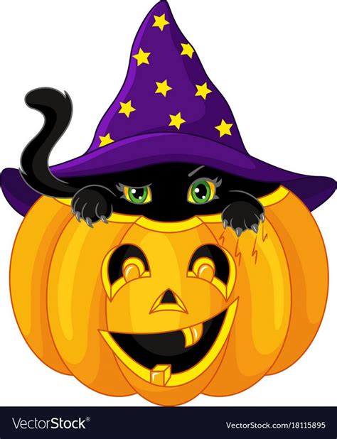 Kitten in pumpkin Royalty Free Vector Image - VectorStock | Halloween artwork, Halloween ...