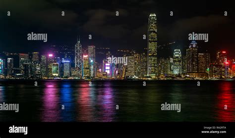 Hong Kong Island skyline at night Stock Photo - Alamy