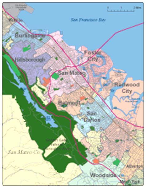 Editable San Mateo, CA City Map - Illustrator / PDF | Digital Vector Maps