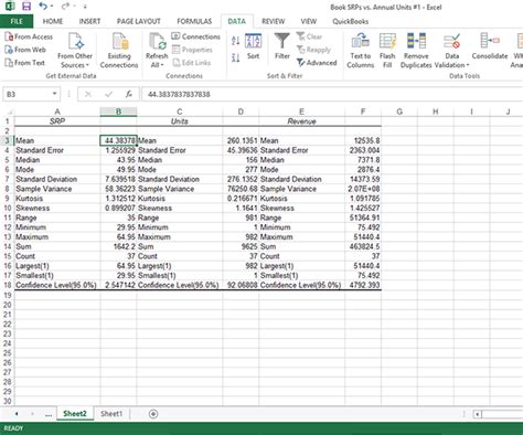 Descriptive Statistics Excel 2016 - TamiaminSpencer