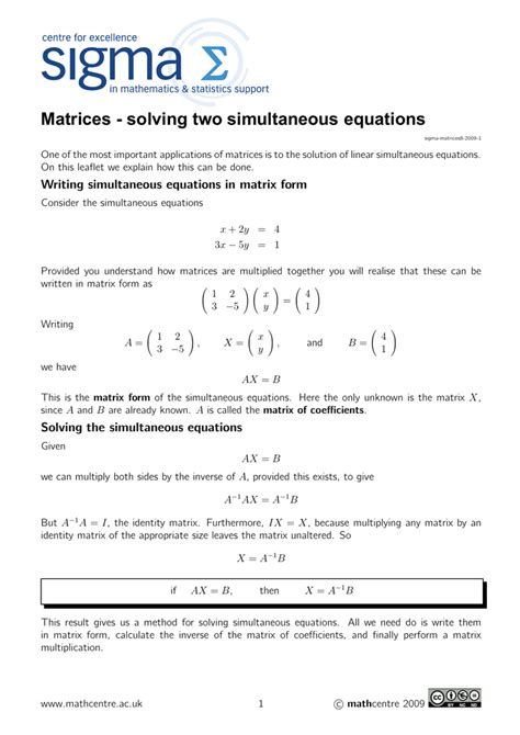 How To Calculate Simultaneous Equations Using Matrices - Tessshebaylo