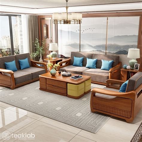 Buy Traditional Teak Wood Sofa Set Online | TeakLab