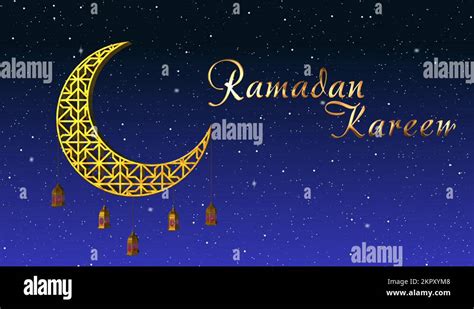Ramadan candle lanterns are hanging on crescent. Night sky background with stars Stock Video ...
