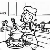 My Mom Is Cooking In The Kitchen 2 Coloring Pages  For Kids sketch template