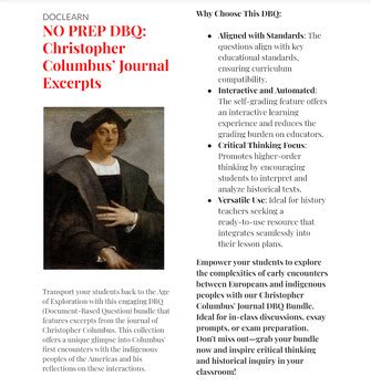 NO PREP DBQ: Christopher Columbus’ Journal excerpts (DBQ) by DocLearn