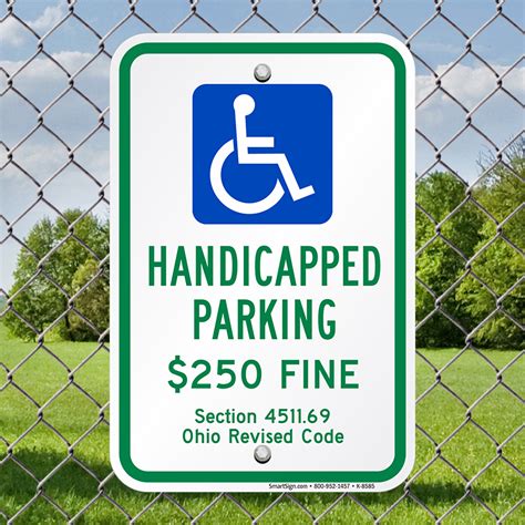 Handicapped Parking $250 Fine Sign with Handicap Symbol, SKU: K-8585