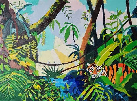 Jungle Tiger original oil painting | Etsy