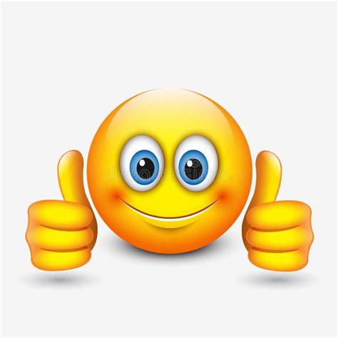 Cute Emoticon With Thumbs Up Emoji Illustration Stock Vector | Images ...