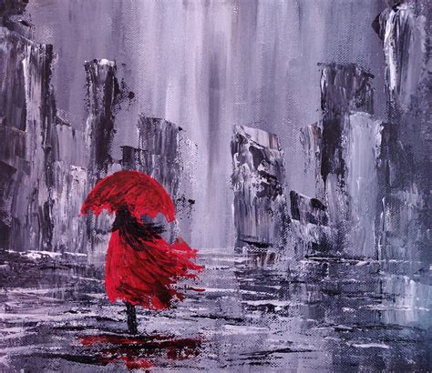 Girl in the rain Painting by MyArt Work - Fine Art America