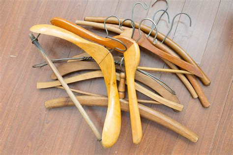 10 Wood Hangers - Vintage Clothing Hangers from Toronto Canada with Printed Advertising