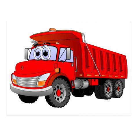 Red Dump Truck Cartoon Postcard | Zazzle.ca