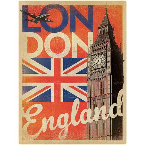 London England Flag Big Ben Decal | Vintage travel posters, London poster, Vintage posters