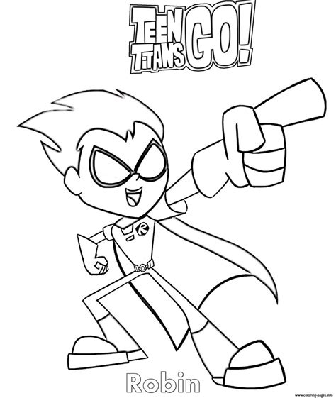 Cartoon Robin Teen Titans Go Coloring page Printable