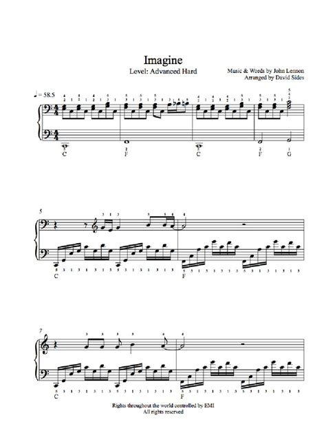 Imagine by John Lennon Piano Sheet Music | Advanced Level | Piano sheet ...