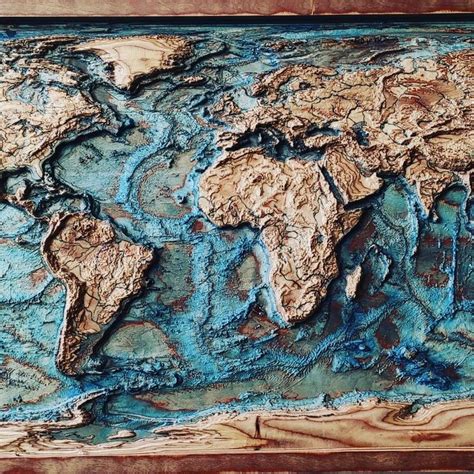 3d nautical world map with ocean floor. Wood, acrylic | Mappe, Storia, Geografia