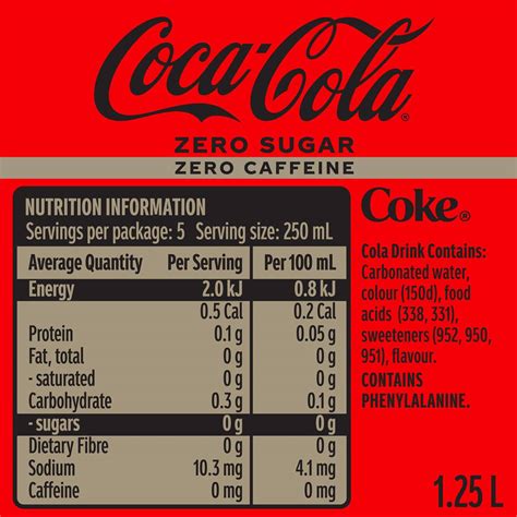 Coca - Cola Caffeine Free Zero Sugar Soft Drink Bottle 1.25l | Woolworths