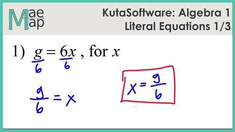 KutaSoftware: Algebra 1 - Literal Equations Part 1 - YouTube