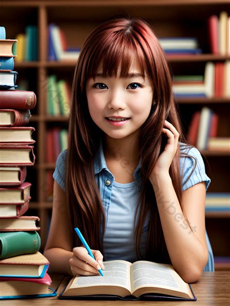 Girl Studying Books At Home AI Generative PNG Images | JPG Free Download - Pikbest