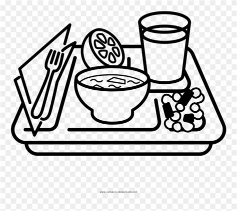 Download Food Tray Coloring Page - Food Tray Clipart Black And White ...