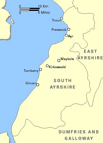 Map of South Ayrshire Province Area