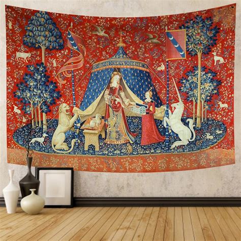 Unicorn Tapestry Wall Hanging Lady and the Unicorn Tapestries Medieval ...