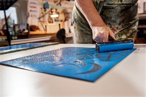 Portrait Of A Printmaker Artist At Work Stock Photo - Download Image ...