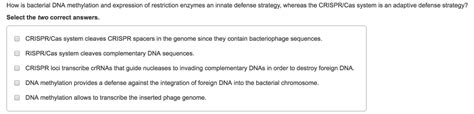 Solved How is bacterial DNA methylation and expression of | Chegg.com