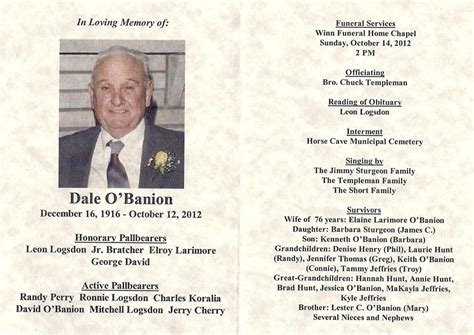 Dale O'Banion Obituary