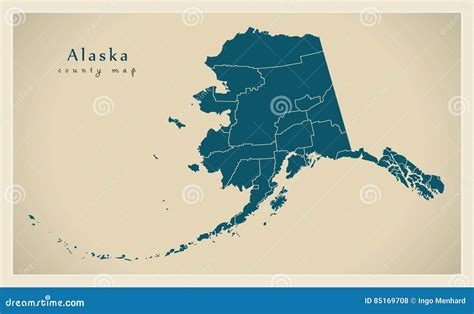 Modern Map - Alaska County Map USA Illustration Stock Illustration - Illustration of united ...