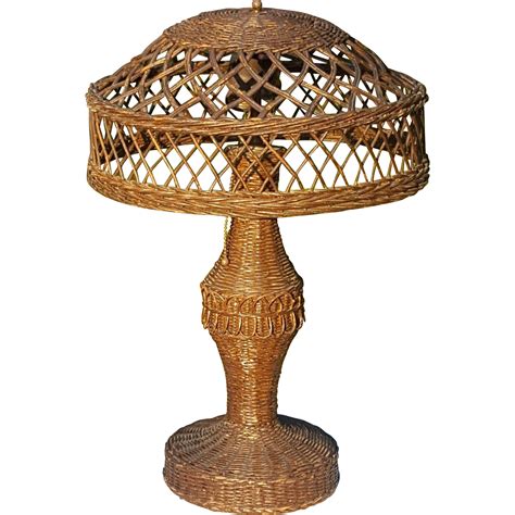 Vintage Natural Wicker Table Lamp Circa 1920's from dovetail on Ruby Lane