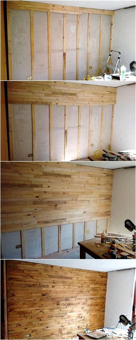 diy pallet wall cladding We could to-do the bottom half of the walls this way after we insulate ...