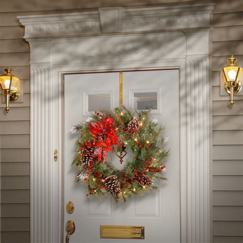 Outdoor Lighted Artificial Christmas Wreaths Front Door