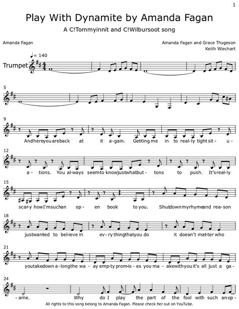 Play With Dynamite by Amanda Fagan - Sheet music for Trumpet