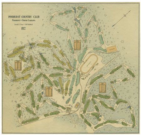 an old map shows the golf course at pinehurst country club