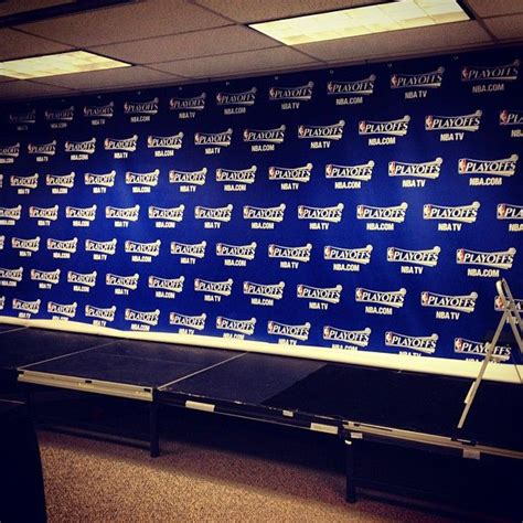 Playoff backdrop is up in the interview room!