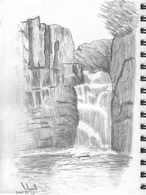 Waterfall Pencil Drawing at PaintingValley.com | Explore collection of ...