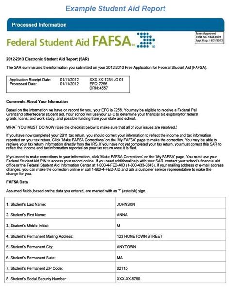 Sample Student Aid Report - The Community Foundation