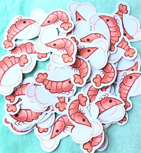 Cherry Shrimp Vinyl Stickers - Etsy