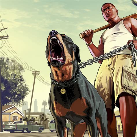 2048x2048 Gta 5 Franklin With Chop Rottweiler 8k Ipad Air ,HD 4k ...